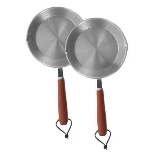 Produktbild: Hohopeti 2st Minitopf Aus Edelstahl Wok Aus Stahl Minipfanne Omelett-eierpfanne Induktionsbratpfanne Frühstückspfanne Bratpfanne Lagerpfanne Beschichtete Pfanne Mini-wok Rostfreier Stahl