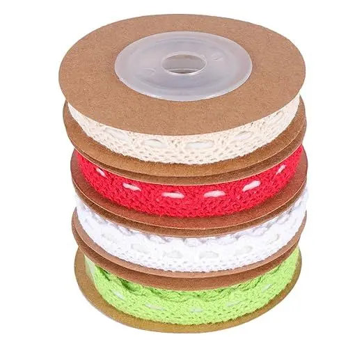 Produktbild: Hohopeti 4 Rollen Gemischte Farben 2 Yard (1 8 M) Breites Klebeband Auf Der Rückseite Zum Basteln Verpacken Band Spitze Baumwollsatin Weben Party Dekorative Selbstklebende Spitzenkrempe