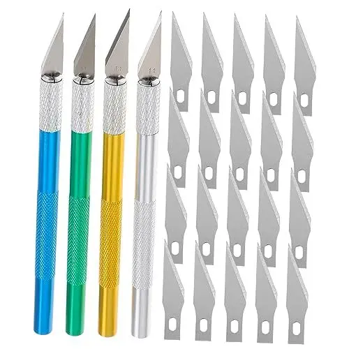 Produktbild: Hohopeti 4 Sätze Geschnitzte Bastel Messer Werkzeug Klinge Hobbymesser Messer Für Schablone Messer Für Die Kunst Präzise Bastelmesser Papierschneider Hobby-messer-kit Bastelbedarf Aluminium