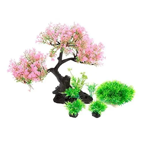Produktbild: Hohopeti Aquarium-landschaftsbau-Ornament-Set 4-teilig Kunstharz Wasserpflanze Aquarium Wasserpflanze Dekorative Simulationspflanze Für Süßwassertank