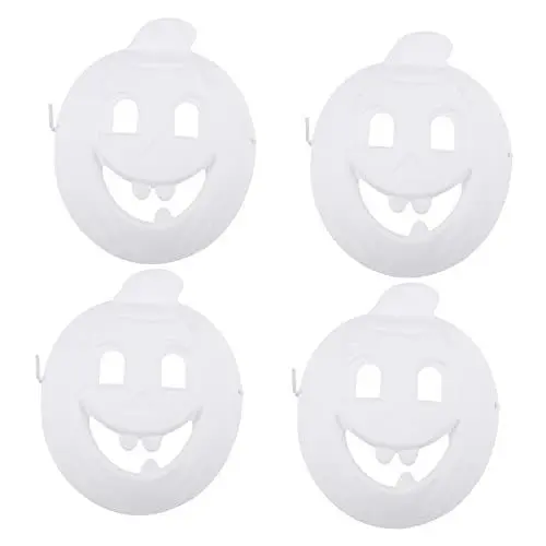 Produktbild: Hohopeti Masken Papier 4 Stück Diy-maske Halloween-gesichtsbedeckung Leere Halloween-maske Halloween Dekoration Halloween-dekoration Leere Kürbismaske Halloween-maskenspielzeug Zellstoff Weiß