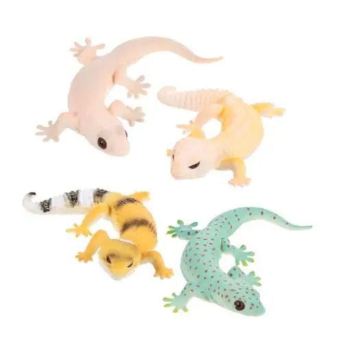Produktbild: Hohopeti 4 Stück Tiermodell lernspiele Kinder Spielzeug für Kinder Tierstatuen- realistische Wilde Tiere Tierfiguren Simulation Tierfigur fest Ornamente schmücken Gecko Zubehör Plastik