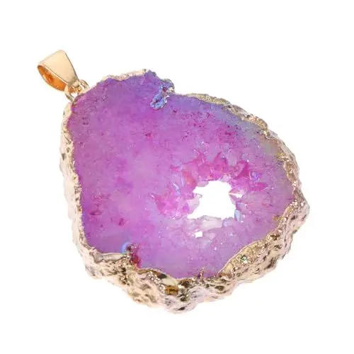 Produktbild: Hohopeti Einzigartiger Handgefertigter Schmuck Edelsteinscheibe Natur Achat Vergoldung