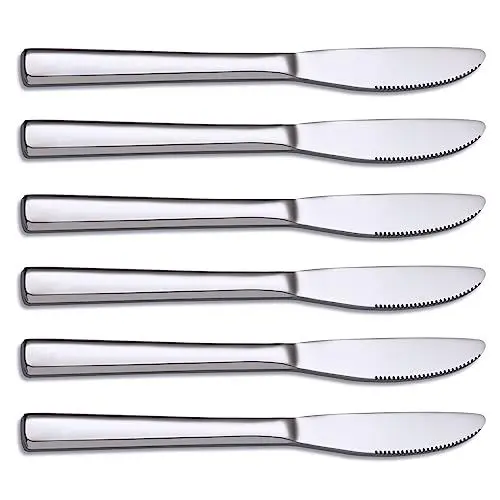 Produktbild: HOHSCHEID Tafelmesser 6 Stück, Edelstahl Tischmesser 21 cm Besteck Messer Set mit Scharfe Wellenschliff Spülmaschinenfest