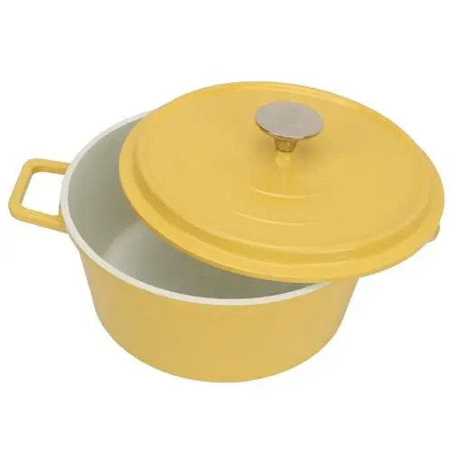 Produktbild: HOHXFYP Schmortopf Aus Emaillierter Aluminiumlegierung mit Deckel und Zwei Griffen, Keramik Auflauftopf, Vielseitiger Schmortopf Großem Fassungsvermögen für Milch, Eintopf (13,0 x 4,1 Zoll)