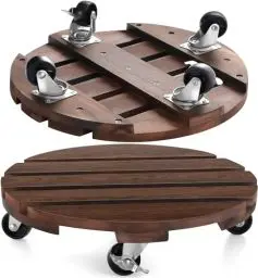 Produktbild: HOHY Pflanzenroller, 2X Blumenroller 30cm Rund Rollbrett Pflanzen 100 Kg Tragkraft, Pflanzenroller Outdoor, Blumentopf Untersetzer mit Rollen