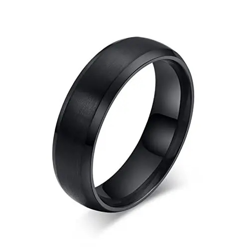Produktbild: Hoisy Herren Ringe Billig, Schmuck Ringe Edelstahl Einfaches Ringband Schwarz Größe 60 (19.1)