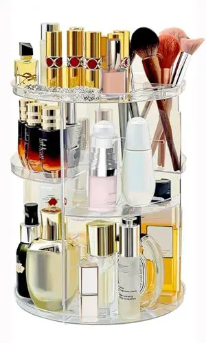 Produktbild: Hoiumlz 360° Drehbar Make Up Kosmetik Organizer Justierbarer Aufbewahrung Kosmetikbox Großer Kapazitäts Hautpflege Makeup Organizer für Eitelkeit und Badezimmer (Size2) (Rotate2)