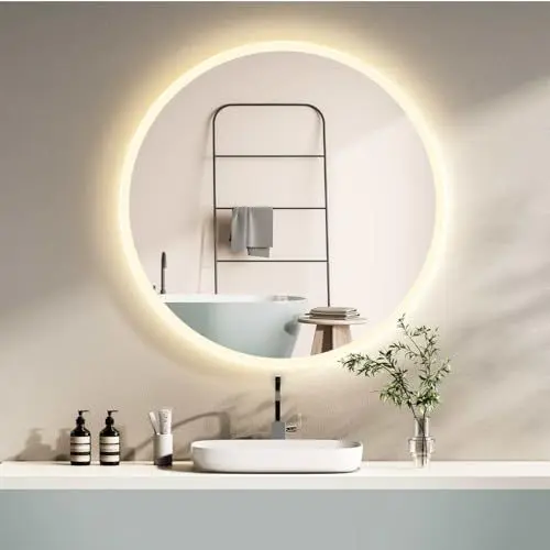 Produktbild: HOKO Wandspiegel Rund 60cm LED Badspiegel Beleuchtung,mit Touch Schalter+Memory Funktion+Licht Wechsel 2700-6500K Warmweiß-Kaltweiß-Neutral