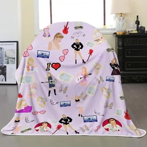 Produktbild: HOLAVIDA Decke, Sängerin Flanell Fleece Decke, Weiche Kuschelige Leichte Warme Decke, Dekoration Fans Geschenk für Sofa Couch Schlafzimmer Wohnzimmer 150x130cm