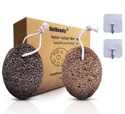 Produktbild: HolBeauty® Bimsstein Fußpflege 2er Set - Hornhautentferner - Natur Lavastein - Bimsstein Hornhaut Entferner - Natur Pumice Stone - Callus Remover - Für Füße und Hände - Terracotta und Dunkelgrower