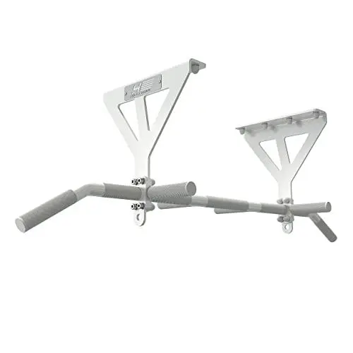 Produktbild: HOLD STRONG Fitness Klimmzugstange für Deckenmontage, HS-K-D6W, Weiss, Studiozulassung, 6 rutschfeste Griffe, Pull Up Übungen & mehr, inkl. E-Book & Montagematerial, extrem stabil