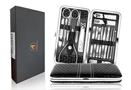 Produktbild: Holesto® Maniküre Set - 18 teiliges Nagelschere Set - Pediküre Set - Maniküre Set Damen - Nail Clipper - Fingernägel Set - Fußpflege Set - Nageletui Herren - Reise Beauty Set (18-teiliges Set)
