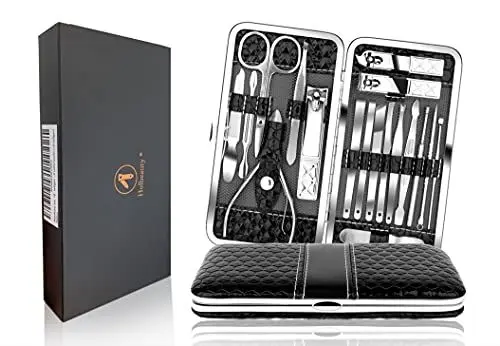 Produktbild: Holesto® Maniküre Set - 18 teiliges Nagelschere Set - Pediküre Set - Maniküre Set Damen - Nail Clipper - Fingernägel Set - Fußpflege Set - Nageletui Herren - Reise Beauty Set (18-teiliges Set)