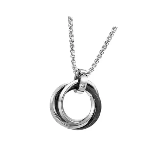 Produktbild: Holibanna 1Stk Herren Anhänger Edelstahlschmuck Ringe für Herren aus Edelstahl Herrenringe Paare Halsketten trizyklische Halskette dreizyklischer Kettenanhänger Hip Hop Kette mit drei Ringen