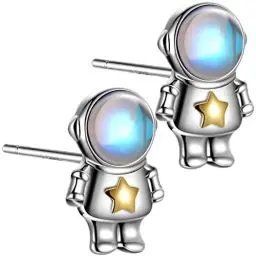 Produktbild: Holibanna 1 Paar Astronauten-Ohrstecker Niedliche Cartoon-Raumfahrer-Ohrringe Weltraum Stern Planet 925Er Silber Ohrringe Astronauten-Party Für Mädchen Süßer Schmuck