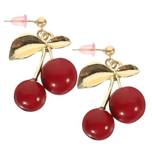 Produktbild: Holibanna 1 Paar Granat Ohrstecker Ohranhänger Kirsch Anhänger Damenschmuck Charme-ohrring Ohrringe Schöner Ohrschmuck Fräulein Nadel Aus 925er Silber Krawatte Ohrentropfen
