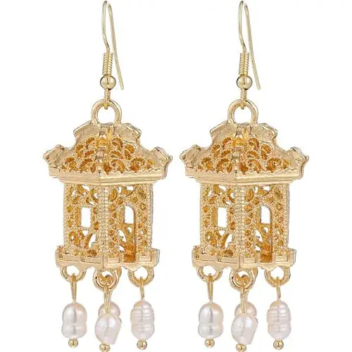 Produktbild: Holibanna 1 Paar Handgefertigte Chinesische Windohrringe Laternenohrringe Cheongsam-Ohrringe Für Damen Modischer Ohrhänger Damen-Ohrschmuck Mit Goldenen Perlen