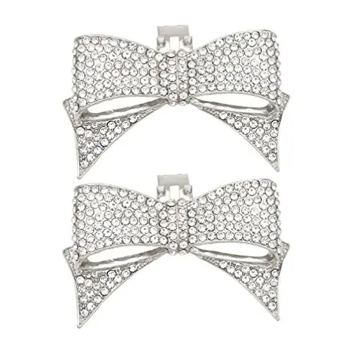 Produktbild: Holibanna 1 Paar Kristall Strass Schuhe Clips Bowknot Schuh Dekoration Schuh Charms (Silber)