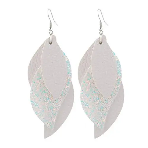 Produktbild: Holibanna 1 Paar Ohrringe Schwarz Hängend Ohrschmuck Aus Leder Frau Neuheit Ohrentropfen Pu Teardrop Ohr Baumeln Vergoldeter Tropfenohrring Glitzer Creolen Kaskade Weiß Urlaub