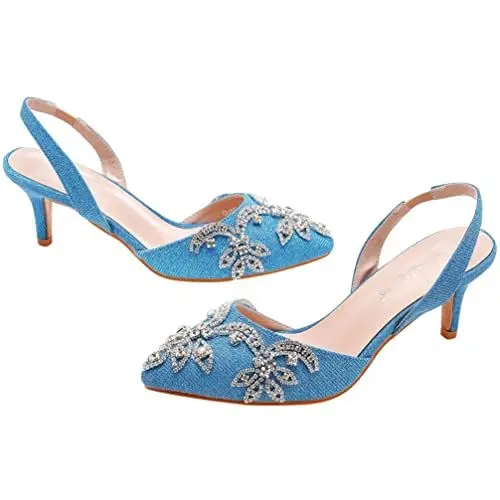 Produktbild: Holibanna 1 Paar Schuhe Mit Niedrigem Absatz Hochzeitskleid Kleidersandalen Für Damen Slingback-Sandalen Mit Spitzer Zehenpartie Hochzeit High Heels Gummi Flacher Mund Frauen Schuhe Fräulein