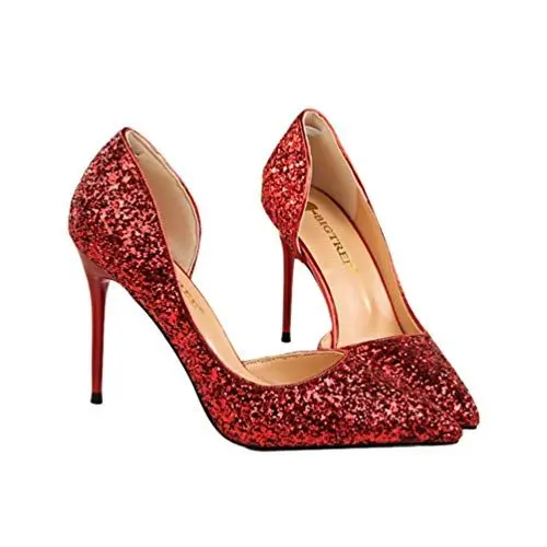 Produktbild: Holibanna 1 Paar Spitze Frauenpumpe Kleid Frauen Pumpt High Heels Pumps Mit Glitzer-frauenabsatz Frauen Hochzeitspumpe Abend Frauen Pumps Pailletten-Stilett Frauen Schuhe Nachtclub Damen