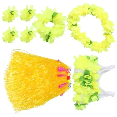 Produktbild: Holibanna 80 Cm Hawaii-grasrock-set Luau-party-outfit Für Erwachsene Mit Halskette Armband Und Lei Festival-dekoration