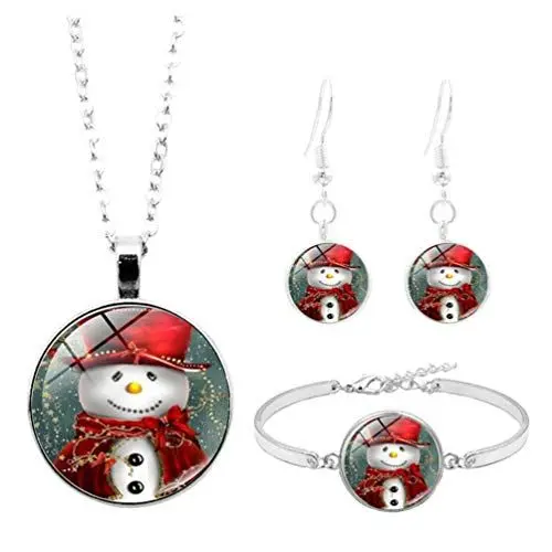 Produktbild: Holibanna 1 Satz Schmuck-set Kettenhalskette Für Frauen Weihnachten Baumeln Ohrringe Schlüsselbeinkette Aus Kristall Weihnachtsohrring Runde Kuppel Fräulein Pullover Kettenschmuck Legierung