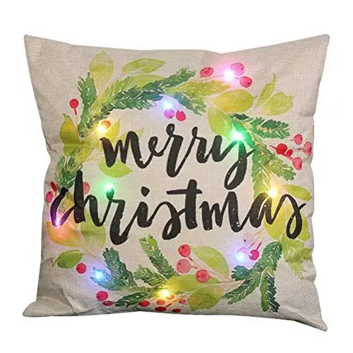 Produktbild: Holibanna 1packung Pillowcase Mit Led-lichtern Weihnachtskissen Für Sofa Bett Und Auto Dekorative Weihnachtskissenhülle Für Festliche Anlässe Ohne Füllung Nicht Batteriebetrieben