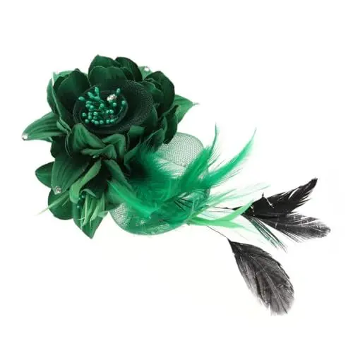 Produktbild: Handgemachte Stoffe Brosche Blume Haarnadeln Stilvolle Mädchen Stirnband Für Frauen Grün
