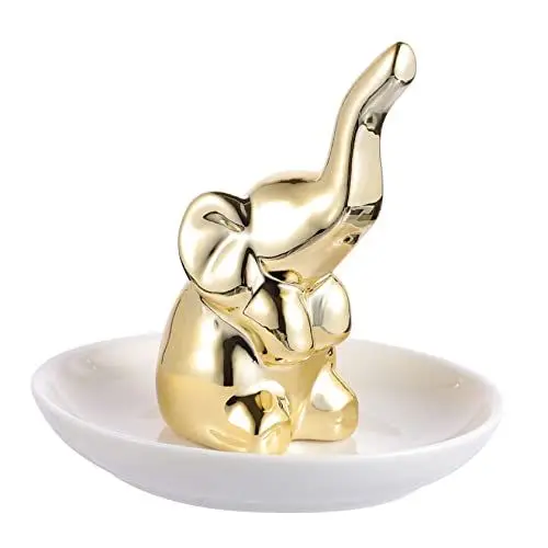 Produktbild: Holibanna 1stk Schmuck Tablett Schmuckturm Aus Keramik Schmuckschale Aus Keramik Elefantenfigur Aus Keramik Ringhalter Aus Keramik Ringhalter Schale Schmucktablett Keramikperlen Karikatur