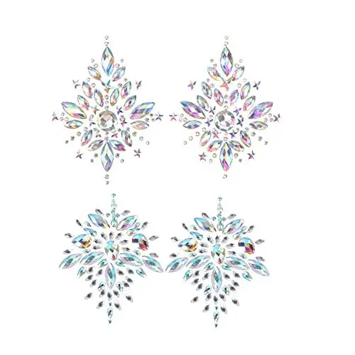 Produktbild: Holibanna 2PCS Strass Körper Edelsteine Brust Aufkleber Aufkleber Kristall Tattoo Aufkleber für Festival Rave Party Outfit