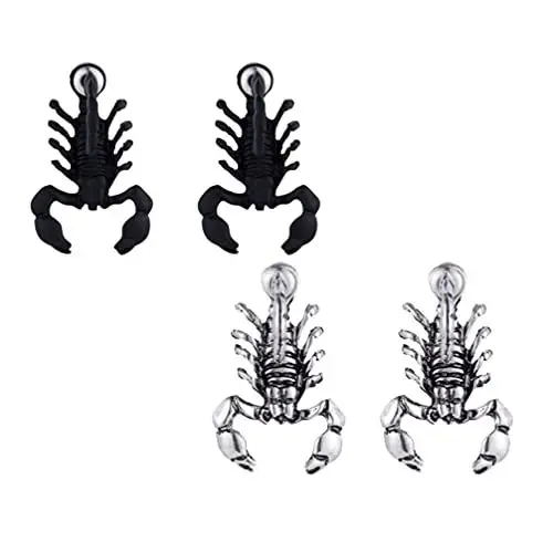 Produktbild: Holibanna 2Pairs Ohrringe 3D Gothic Baumeln Ohrringe Kreative Nette Tier Ohr Studs für Halloween Party Favor Supplies Silber Schwarz
