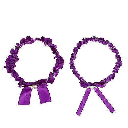 Produktbild: Holibanna 2St Beinring Hochzeitsstrumpfband für die Braut weißer Strumpfgürtel Strapsen Strumpfband Hochzeit Brautstrumpfbänder für die Braut Hochzeitskleid Zubehör Beingurt Stoff Violett