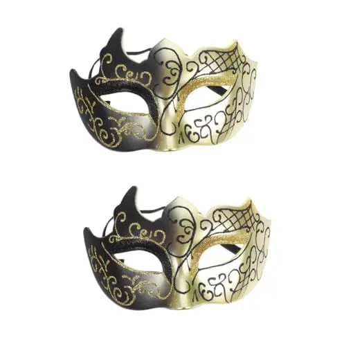 Produktbild: Holibanna 2St Halbgesichts-Flammenmaske goldene Augenklappen Cosplay-Masken Gesichtsschnorchelmasken für Erwachsene Partymasken für das neue Jahr Karnevalsmasken Halloween Party Frauenmaske