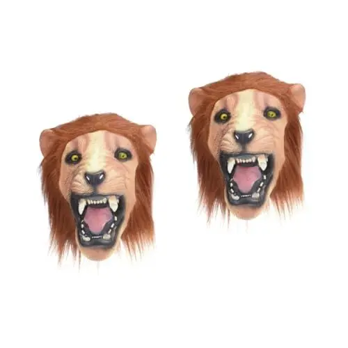 Produktbild: Holibanna 2St Halloween-Kostümmaske halloween kopfschmuck halloween kopfbedeckung halloweenkostüme Halloween-Party-Maske Hollyn-Kostüme Latexmasken kleidung Kleider Tier Requisiten Löwenkopf