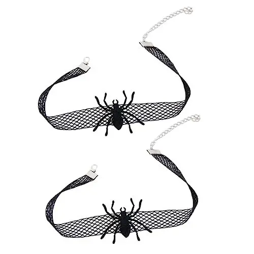 Produktbild: Holibanna Spinnenhalskette Halloween 2 Stück Spinnenhalsband Dehnbare Spitze Schwarze Spinnenkette Im Gothic-stil Für Partys