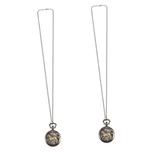 Produktbild: Holibanna 2 STK Nostalgische Taschenuhr Bronzene Taschenuhr Arabische Halskette Steampunk-Halskette Quarz Halskette Retro-Uhr Quarz-taschenuhr Pendel Halskette Muschelschale Klassisch