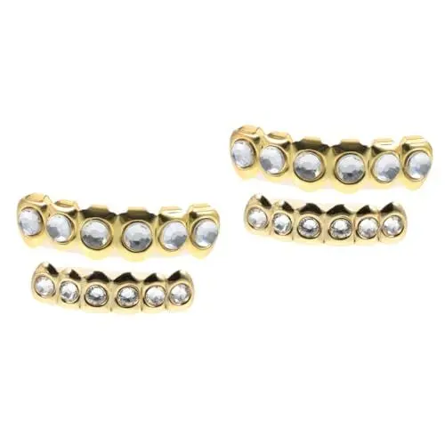 Produktbild: Holibanna 2 Sätze Schmuckspangen kostüm ohnezahn glitzersteine zähne Zahngitter Zahngrills für Cosplay-Party Europäisch und amerikanisch Zubehör Strass Bohrer-Set Zahnspange Zinklegierung