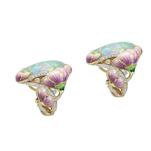 Produktbild: Holibanna 2 Stk Edelsteinring Damenbandringe Blumenschmuck Modeschmuck für Damen Opalringe Blumenkunstring Schmuckzubehör für Damen Fingerring Gussring aus Opalstein Kranz Strass Oval