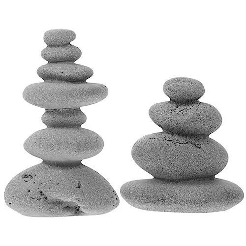 Produktbild: Holibanna 2pcs Japanische Steinfiguren Steinlaterne Mini Pagode Statue Asiatische Deko Steine Bonsai Pavillion Miniatur Dekoration Aquarium Ornamente Garten Skulptur Micro Landschaft Zubehör