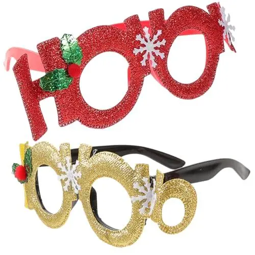Produktbild: Holibanna 2st Dekorative Gläser Neuartige Partybrille Frohe Weihnachten Brillengestelle Urlaubsbrille 2024 Silvesterparty-dekoration Weihnachtsfeier Dekor Filzstoff Kind Urlaubsartikel Mode