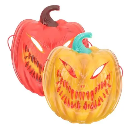 Produktbild: Holibanna Leuchtendes Maskenset 2-teilig Halloween-kürbismasken Gruselige Dekorative Plastikmasken Für Partykostüme