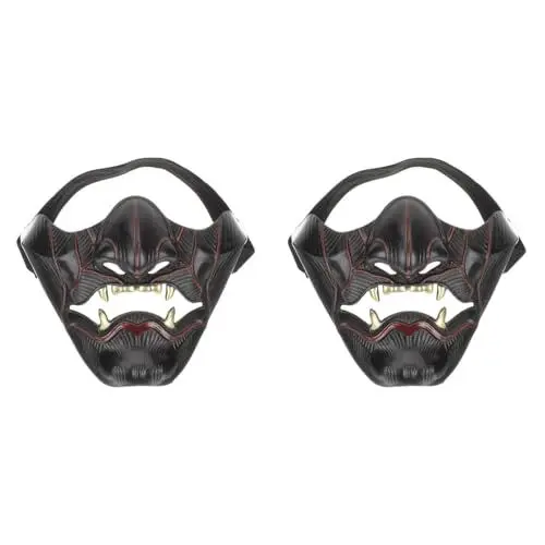 Produktbild: Holibanna 2st Prajna Halbmaske Maskerade-maske Für Frauen Vampir-masken Kabuki-samurai-halbmaske Maskerademaske Für Halloween Masken Plastik Männer Und Frauen Fuchs Dämon Grimasse