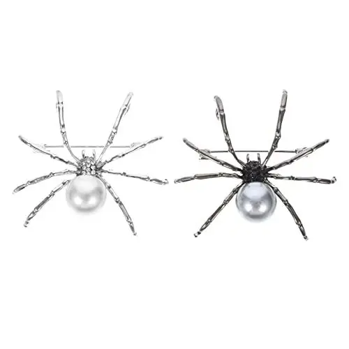 Produktbild: Holibanna 2st Spinnen Brosche Kragen Dekoration Spinnenbrosche Bruststift Halloween-brosche Gotische Broschennadel Tier Brosche Halloween-dekoration Schmuck Perle Legierung Zubehör Damen