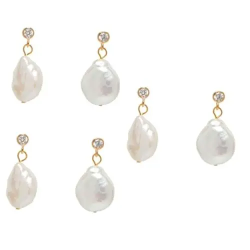 Produktbild: Holibanna 3 Paare Damen Ohrringe Barock Silberne Sterling-Ohrringe für Frauen Ohrringe aus natürlichen Perlenohrringe Ohrstecker zarte Ohrringe Anmut Nadel aus 925er Silber