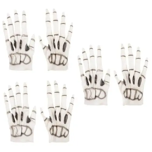 Produktbild: Holibanna 3 Paare Vinyl-Handschuhe Cosplay-Zubehör Cosplay-Skelett-Handschuhe gruselige Skeletthandschuhe -Handschuhe Halloween-Skelett-Handschuhe Fäustlinge schmücken Weiß