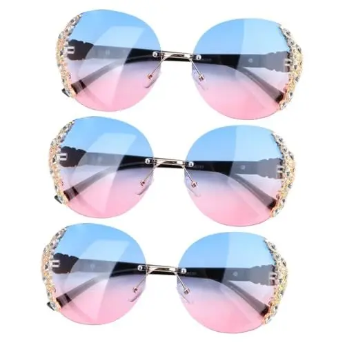 Produktbild: Holibanna 3 Stk Damen-sonnenbrille Mode Sonnenbrillen Damen Brille Rahmenlos Fräulein