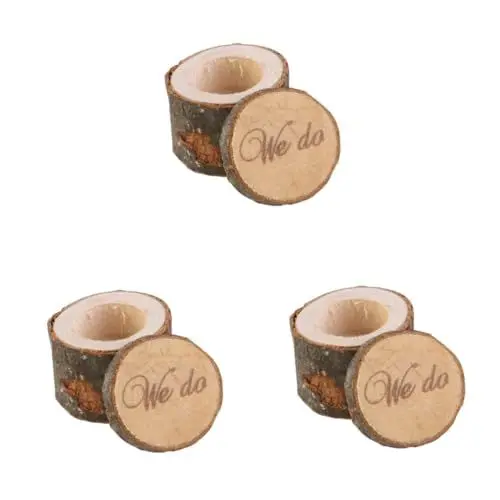 Produktbild: Holibanna Hochzeitsdeko Vintage 3St Antragsring Vintage-Ring gravierter Ring rustikale Eheringabdeckung Ringschachtel heirate Hölzern Ringhalter Wedding