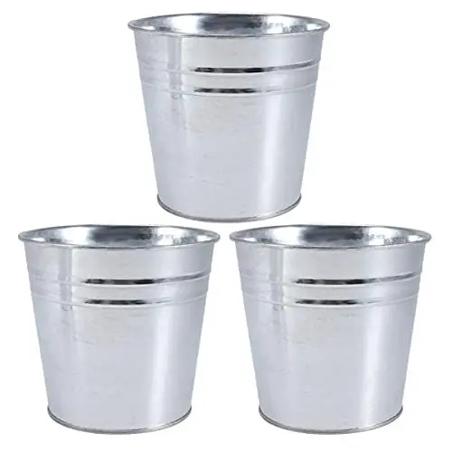 Produktbild: Holibanna 3st Mini-Eimer Aus Weißblech Blumentopf- Snack-Eimer Milchkannenvase Kerzeneimer Antike Krugvase Rundwanne Aus Verzinktem Stahl Rustikale Krugvase Trockenblumeneimer Metall